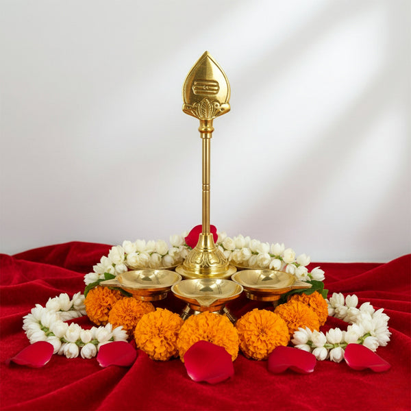 Brass Arumuga Vilakku with Vel