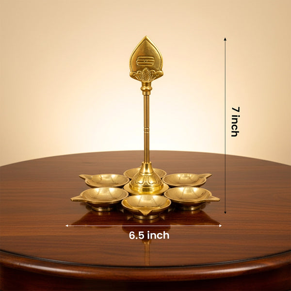 Brass Arumuga Vilakku with Vel