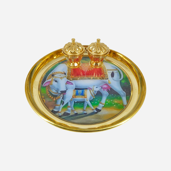 Brass Customizable Plate with Kumkum Holder