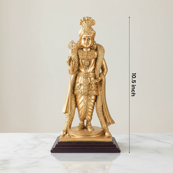 Raja Alangara Murugan Statue & Silver Vel with Dome Display Stand