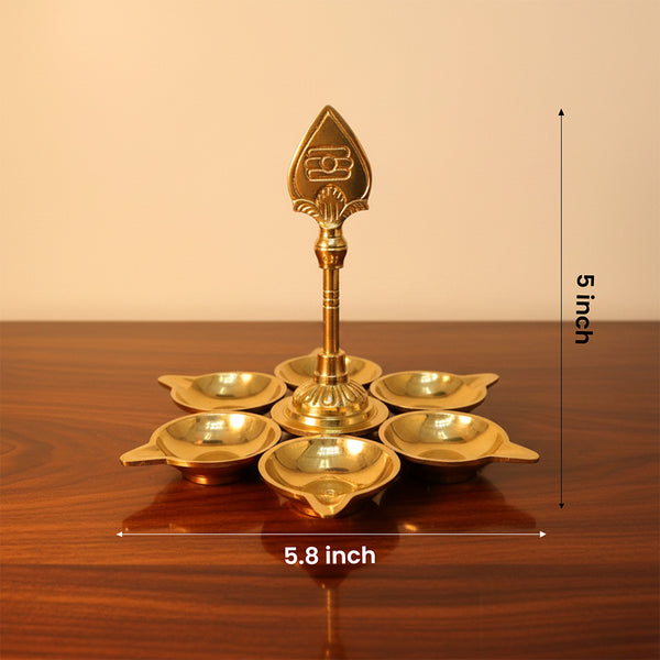 Brass Arumuga Vilakku with Vel