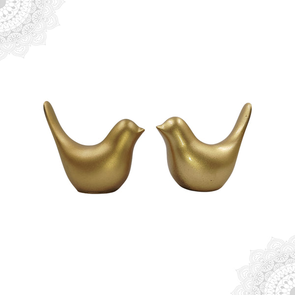 Gold Fibre Bird Decor Set