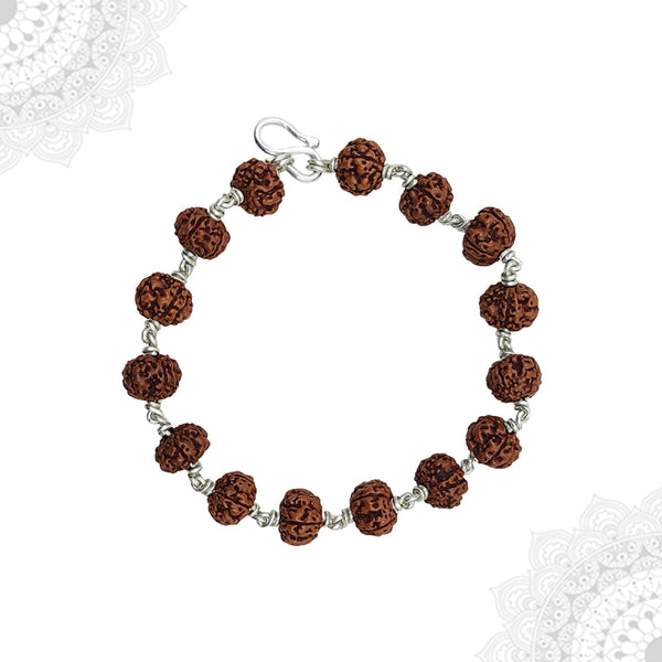 5 Face Rudraksha Silver Bracelet