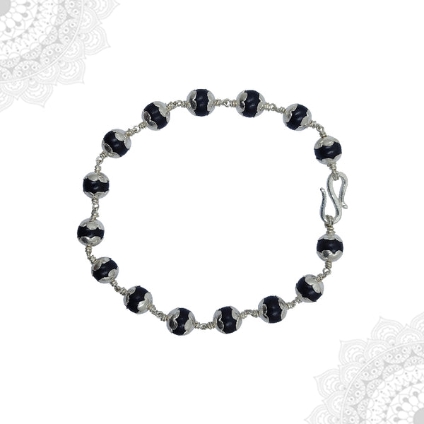 Karungali Silver Capped  Bracelet