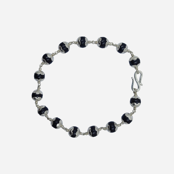 Karungali Silver Capped  Bracelet