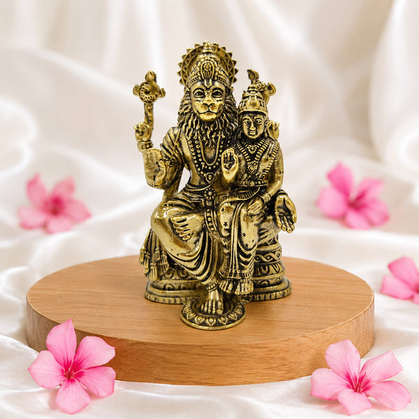 Pure Brass Lakshmi Narasimha Idol with Lakshmi on White Background for Online Product Display
