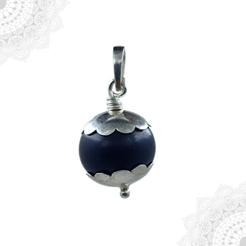 Karungali Single Bead Silver | Ebony Wooden bead Pendant