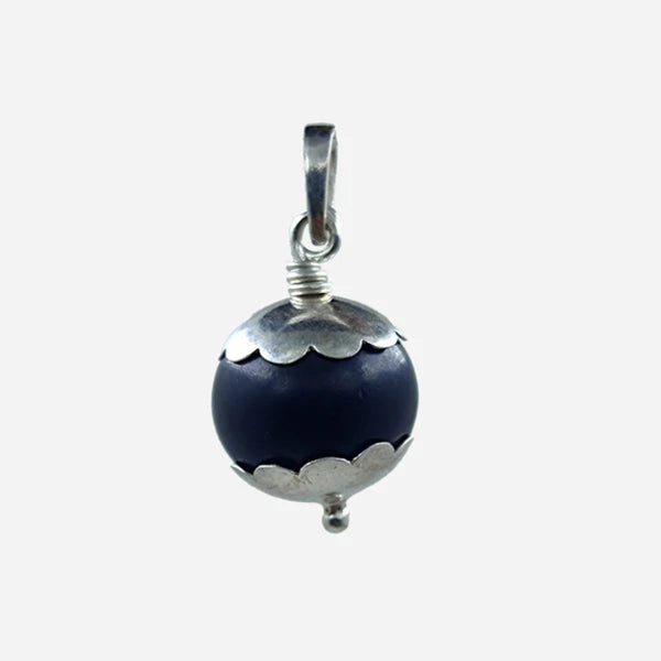 Karungali Single Bead Silver | Ebony Wooden bead Pendant