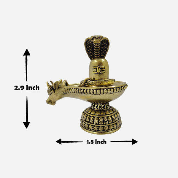 Brass Shiva Lingam with Nandi dimensions 2.9 inch height and 1.8 inch width