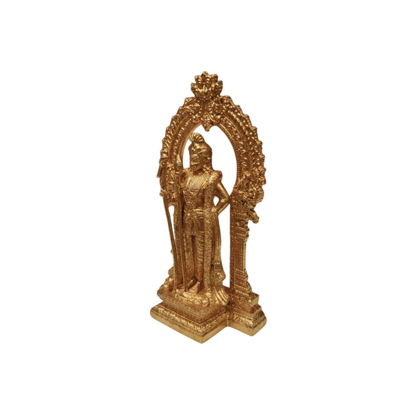 Bronze Palani Raja Azhangara Murugan statue 4 inch left side angle view