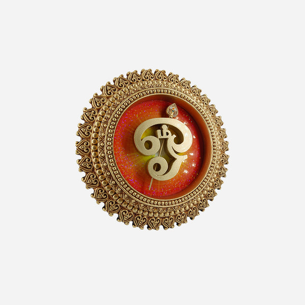 Wall hanging Om with decorative border.