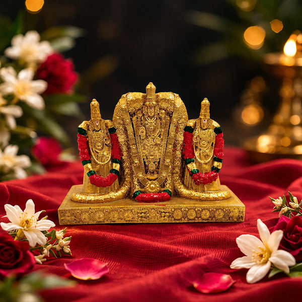 Lord Venkateshwara Fiber Statue | with Sridevi and Bhudevi