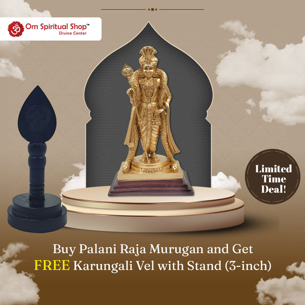 Palani Raja Alangaram Murugan statue with free Karungali Vel, perfect for pooja room decor