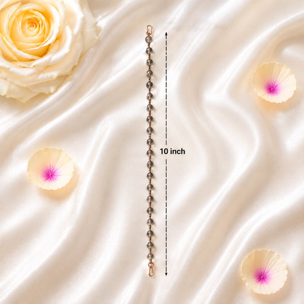 10-inch Spadigam copper bracelet featuring larger 8mm Clear Quartz beads for a bold spiritual look.