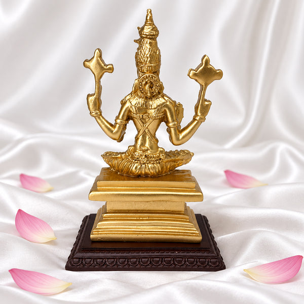 Back view of fiber resin Varahi Amman statue showing the crown, shoulders and pedestal
