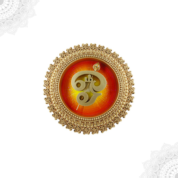Wall hanging Om with decorative border.